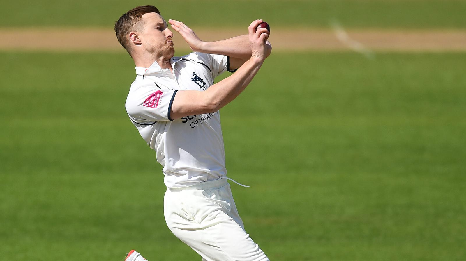 TAUNTON, ENGLAND - APRIL 11: Tom Milnes of Warwickshire bowls during the Specsavers County Championship Division One match between Warwickshire and Kent at Edgbaston Cricket Ground on April 11, 2019 in Birmingham, England. (Photo by Gareth Copley/Getty Images)